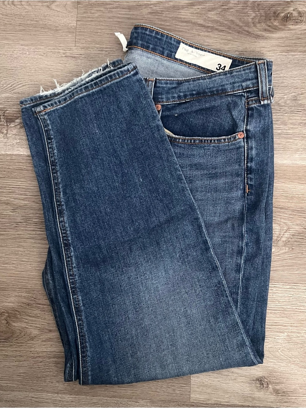 rag & bone Dark Blue Straight Jeans